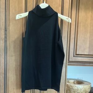 Per Se Black Sleeveless Turtleneck Sweater